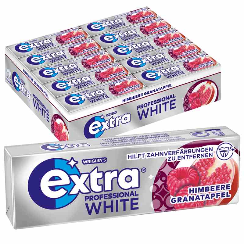 Kaugummi Prof. White Extra 30`er - Himbeere & Granatapfel Karton