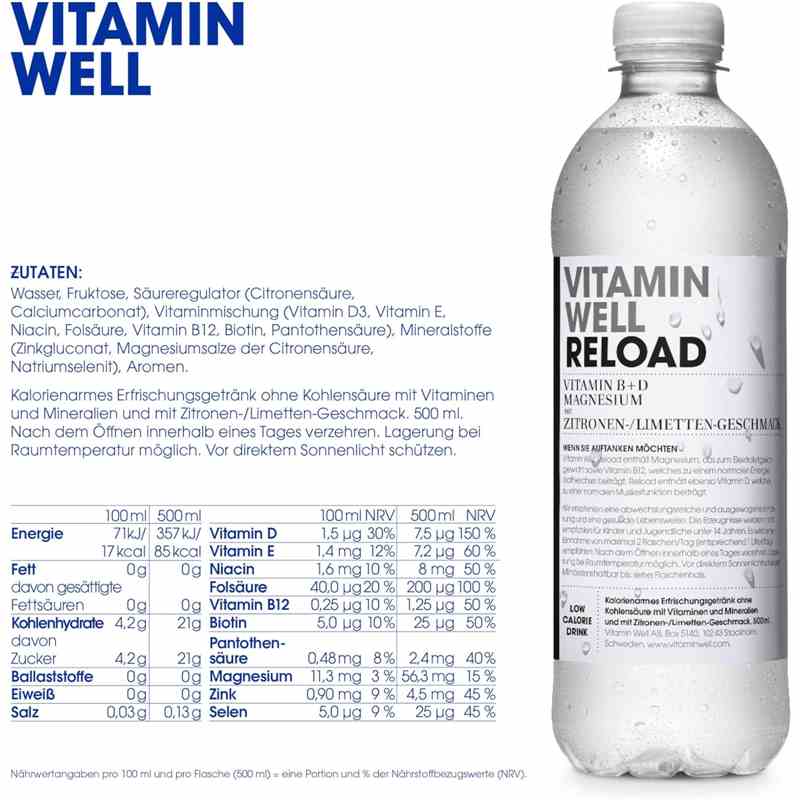 Vitamin Well 500ml - Reload Zitrone / Limette Karton