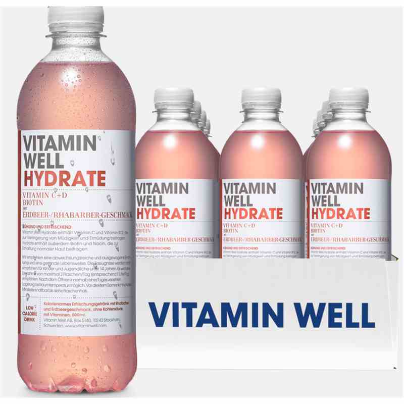 Vitamin Well 500ml - Hydrate Erdbeere / Rhabarber Karton