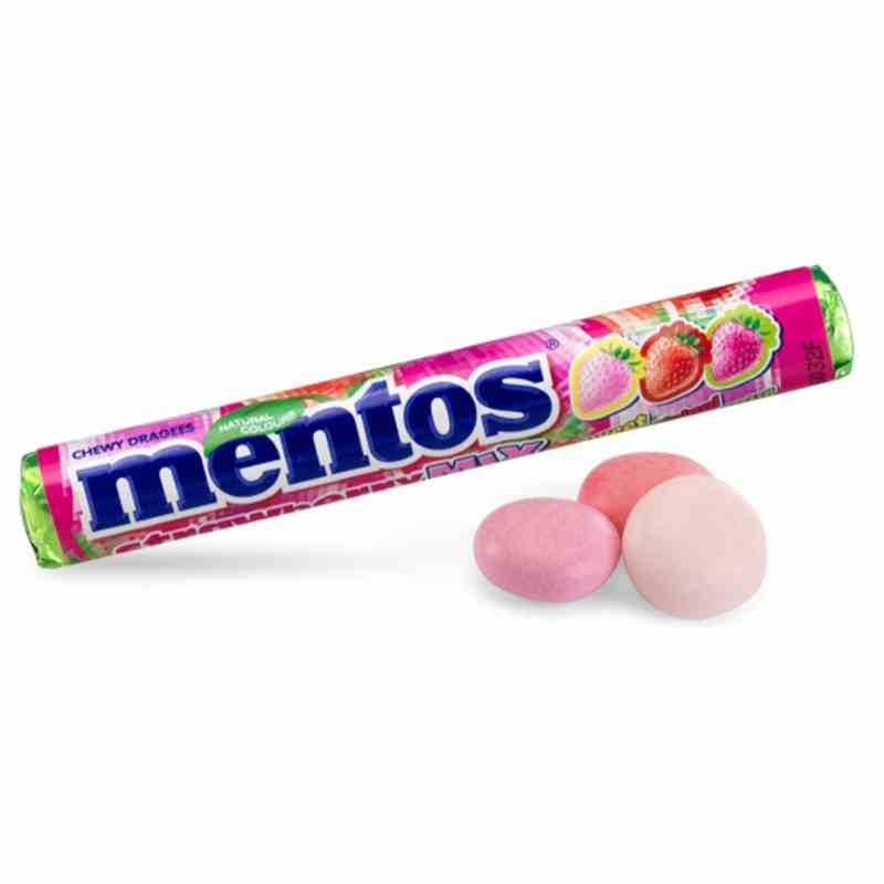 Kaugummi Mentos 38g - Strawberry Mix Karton