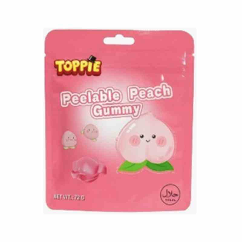 Toppie - Peelable Peach Gummy 72g Karton