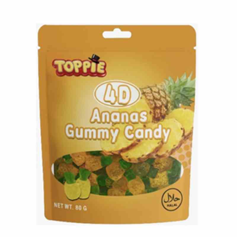 Toppie - 4D Ananas Gummy Candy 80g Karton