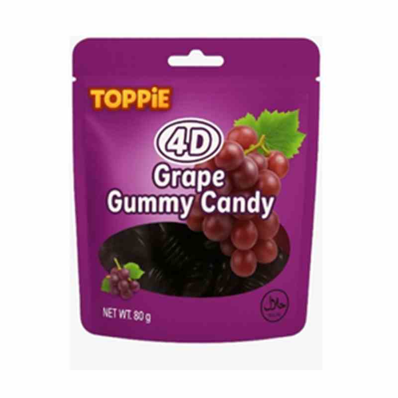 Toppie - 4D Grape Gummy Candy 80g Karton